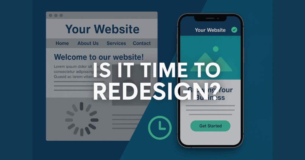 Outdated website design compared side-by-side with a modern, mobile-optimized UI